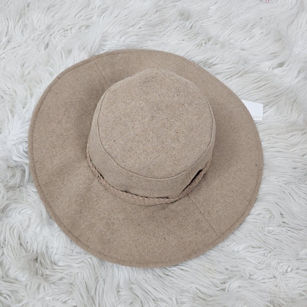 ASN The Harper Floppy Felt Hat Beige Oatmeal NEW Braided Band Belt